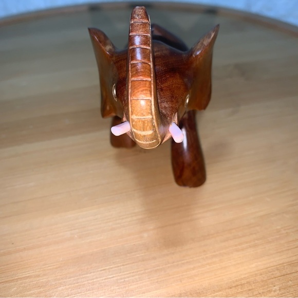 Hardwood Carved Elephant H3.25”xL5”xW2” Very Small Decorative - Picture 2 of 5